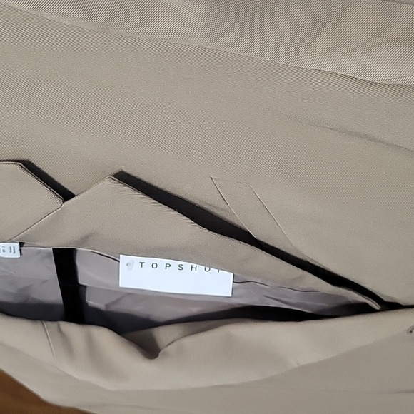 Topshop Belted Jacket Long Blazer Size 2 Tan Khaki Jacket Women's - Picture 9 of 13